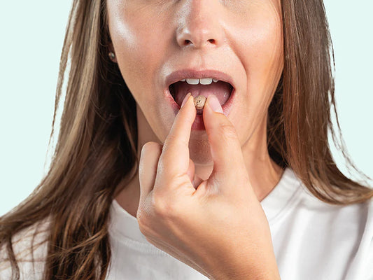 Women taking vitamines for hair growth