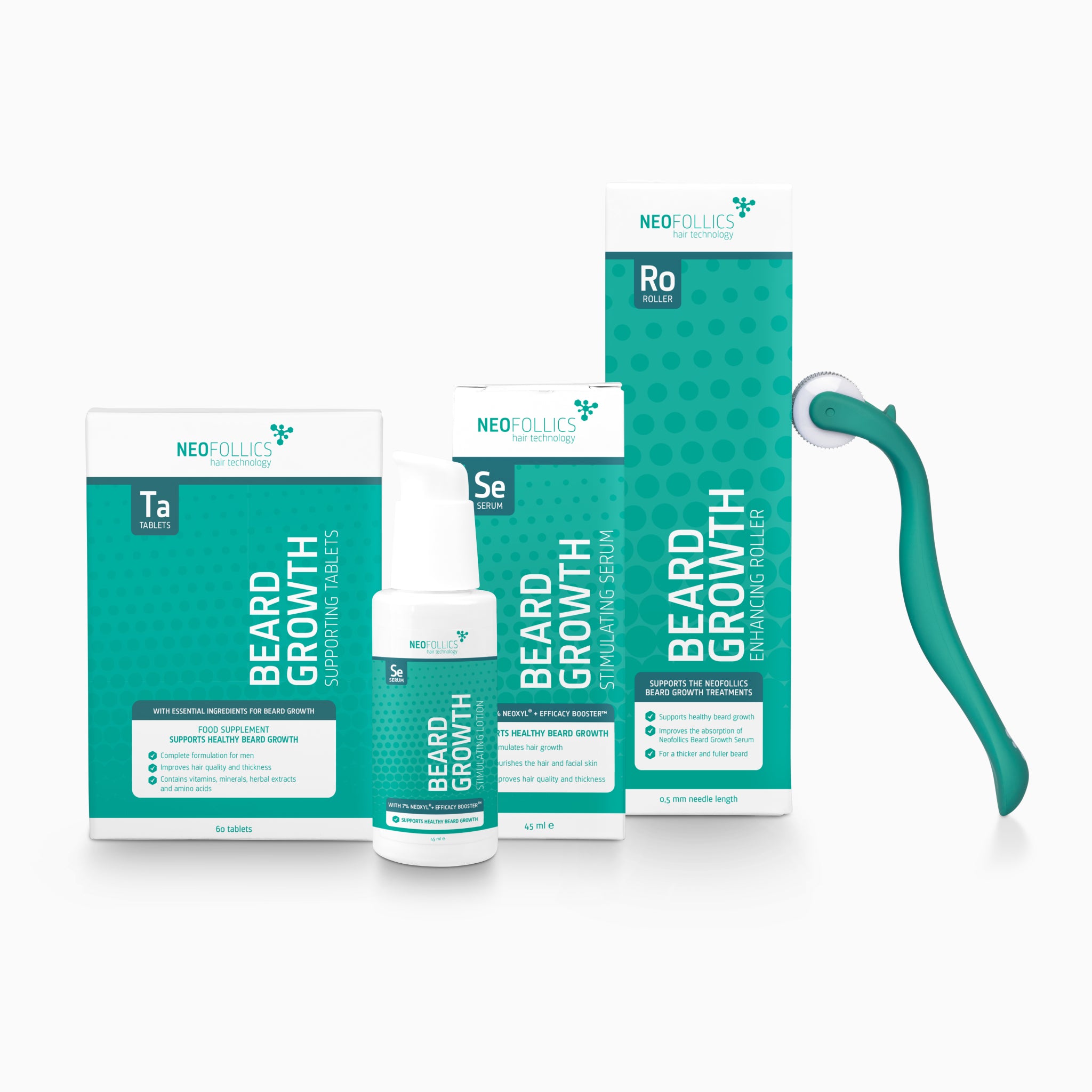 Beard Growth routine product packaging