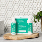 Neofollics hair growth starter kit in badroom